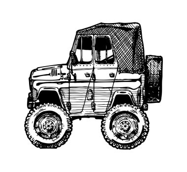 Araba çizgi roman tarzı. yan görünüm.