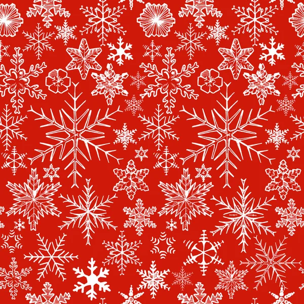 Snowflakes on red background. — Stock Vector