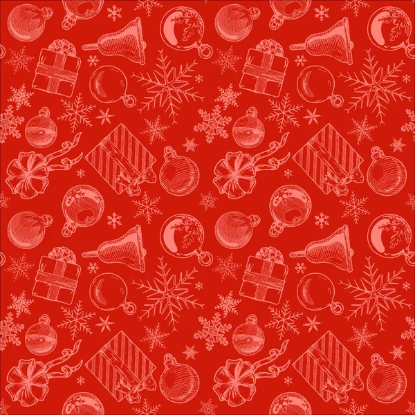 Fondo rojo de Navidad, azulejos sin costura . — Archivo Imágenes Vectoriales