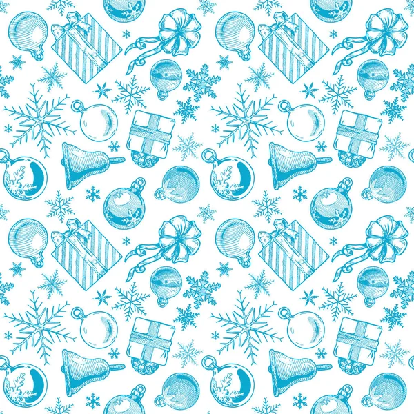 Blauer Hintergrund für Weihnachten, nahtlose Fliesen. — Stockvektor