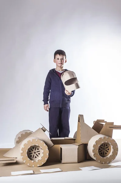 Cardboard racing car — Stock Photo, Image