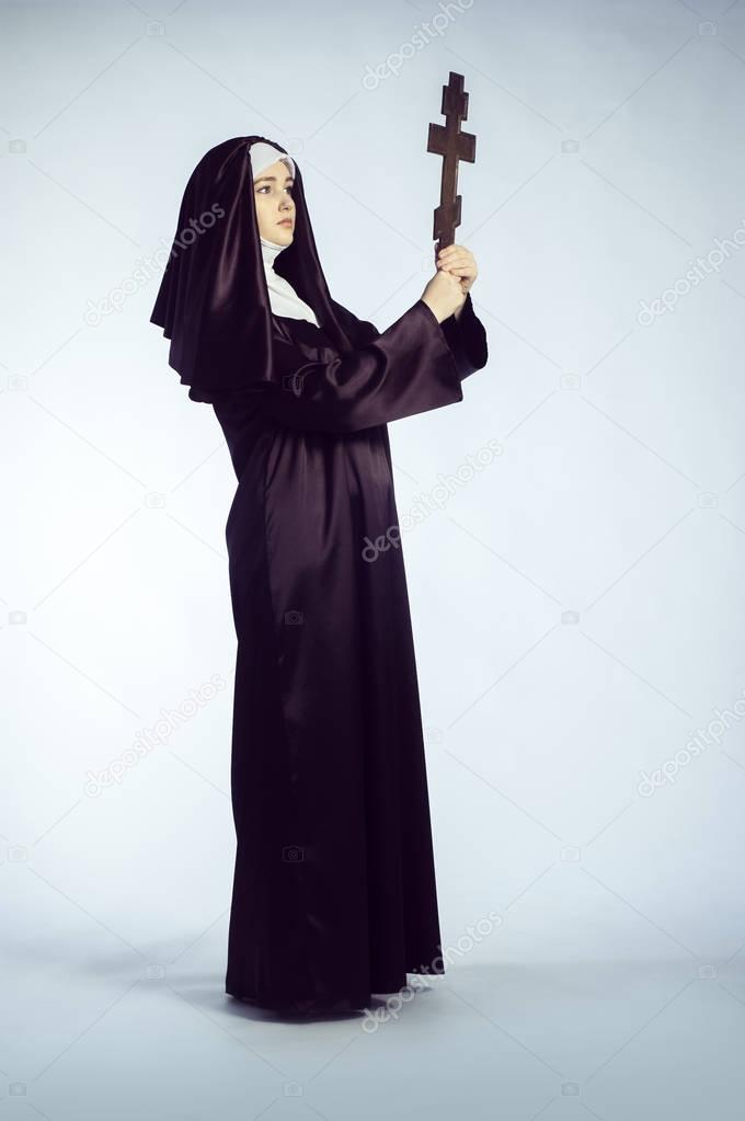 Nun with cross