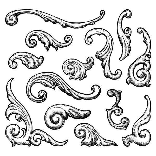 Baroque and renaissance decorative design elements — Stock Vector