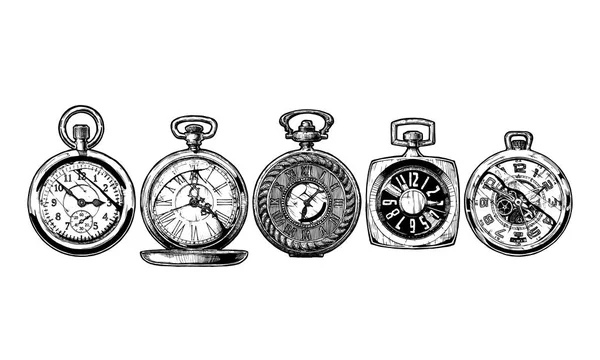 Set of pocket watches Stock Illustration