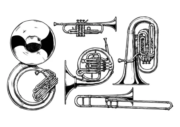 Instrumento musical de latón — Vector de stock