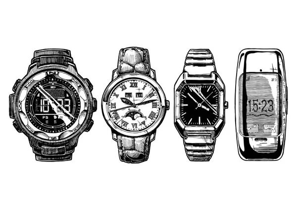 Conjunto de relógios de pulso masculinos —  Vetores de Stock