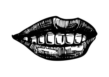 Beyaz arka plan üzerinde izole gülümseme dudaklar