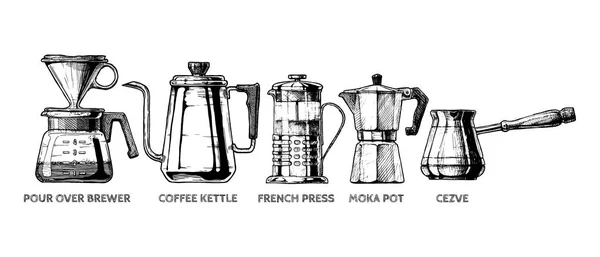 Conjunto de preparación de café — Vector de stock