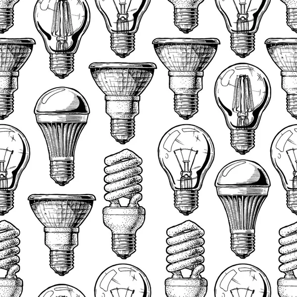 Pattern with different lightbulb — Stock Vector