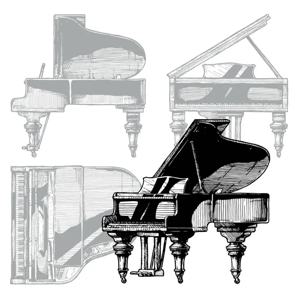 Illustrazione di pianoforte a coda — Vettoriale Stock