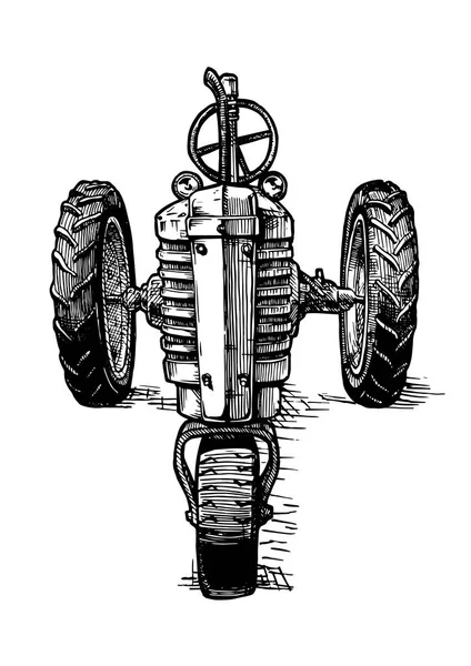 Oyma olarak stilize traktörün çizim vektör — Stok Vektör