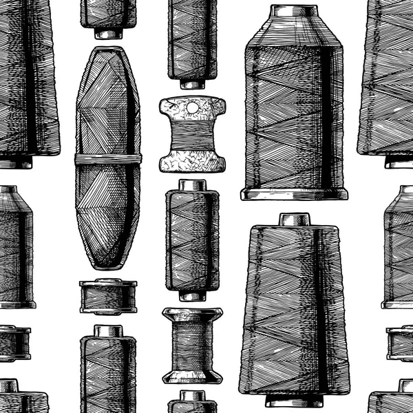 Patrón con bobinas de hilo de coser — Archivo Imágenes Vectoriales