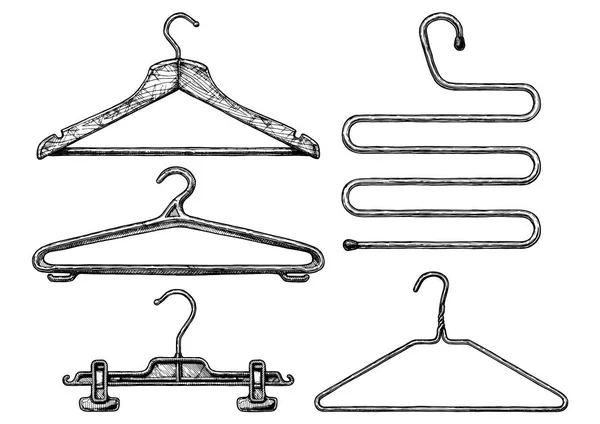 Набор вешалок для одежды — стоковый вектор