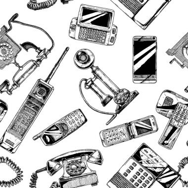 Telefon ve cep telefonu ile desen.