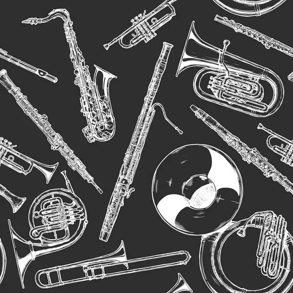 Bois et cuivres instrument de musique — Image vectorielle