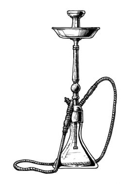 Beyaz arka plan üzerinde nargile