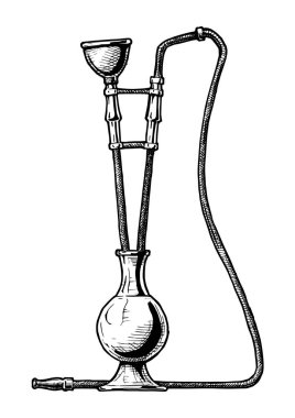 Beyaz arka plan üzerinde nargile