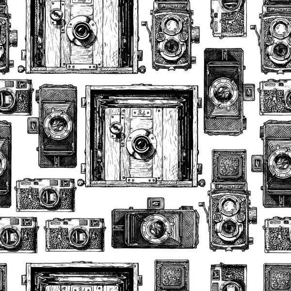 Patrón sin costuras con cámaras fotográficas — Archivo Imágenes Vectoriales