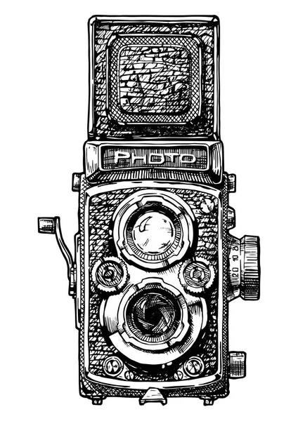 Illustration av twin-lins reflex kamera — Stock vektor