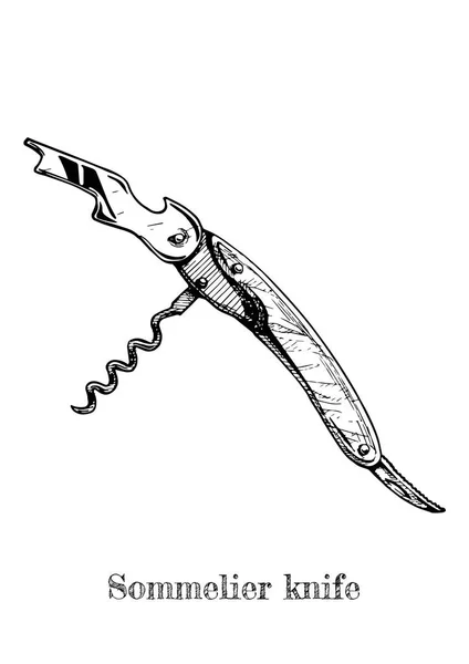 Ilustración del cuchillo sommelier — Vector de stock