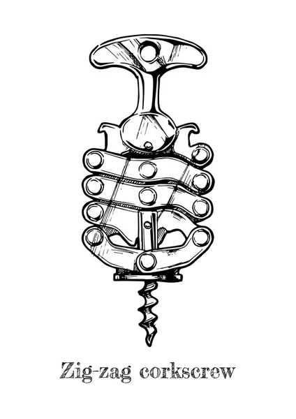 Illustration of zig-zag corkscrew — Stock Vector