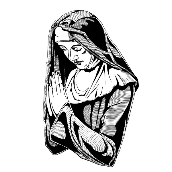 Nun is praying — Stock Vector