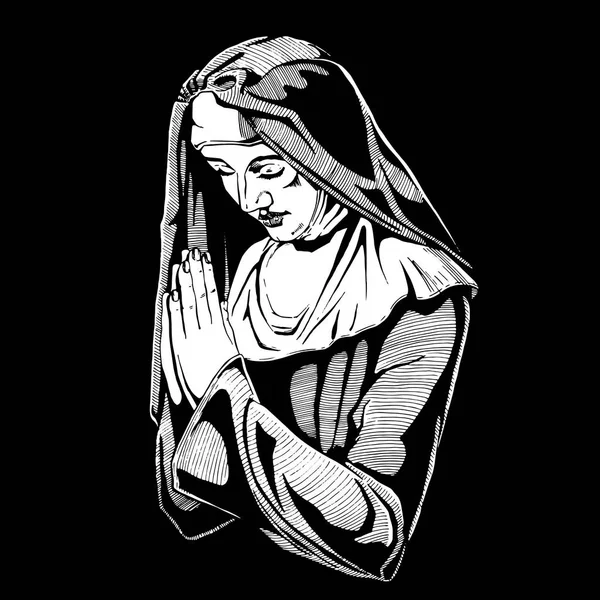 Rahibe dua ediyor. — Stok Vektör