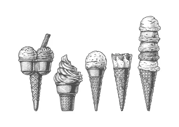 Collezione coni gelato — Vettoriale Stock