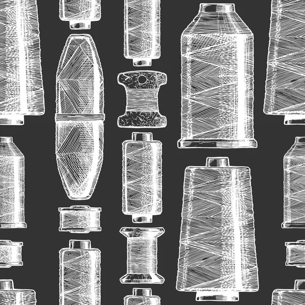Padrão com bobinas de linha de costura —  Vetores de Stock