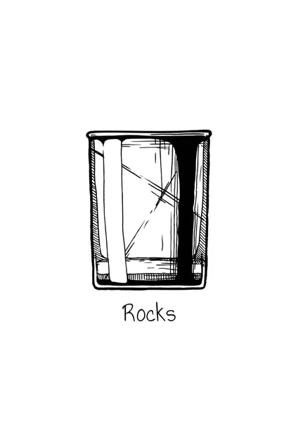 Illustrazione di bicchiere di vetro. Pietre — Vettoriale Stock