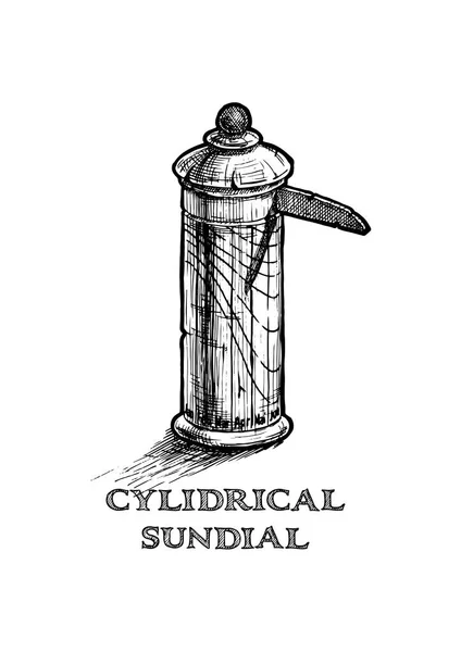 Ілюстрація циліндричного сонячного годинника — стоковий вектор