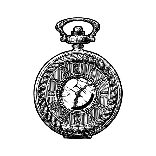 Pocketwatch çizimi — Stok Vektör