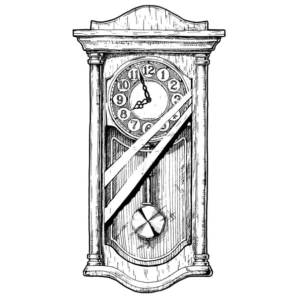 Illustration of old pendulum clock — Stock Vector