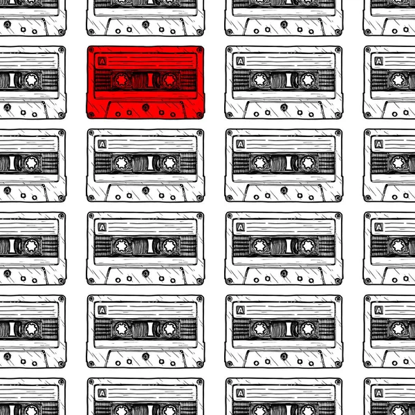 Patroon met audio cassette — Stockvector