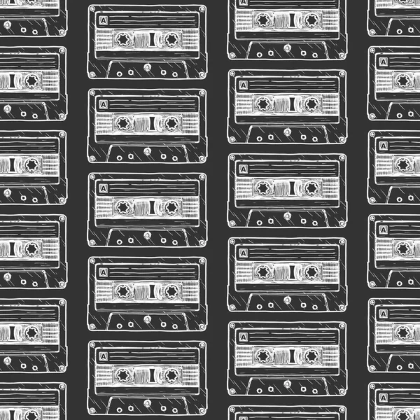 Patroon met audio cassette — Stockvector