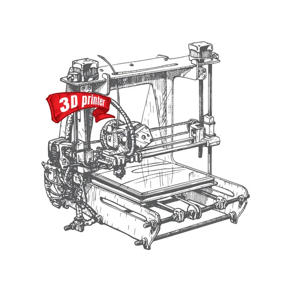 Imprimante 3D plastique — Image vectorielle