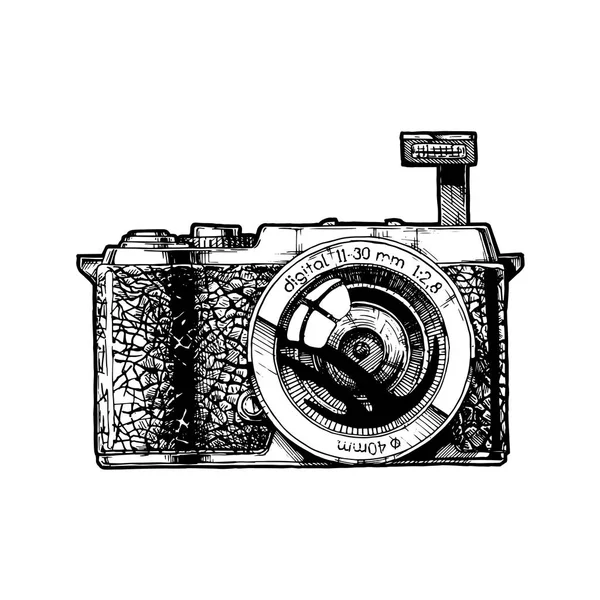 Mirrorless verwisselbare lens camera. — Stockvector