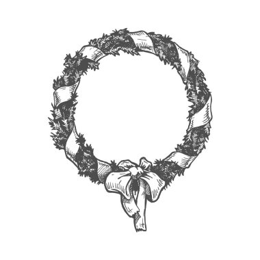 Noel elle çizilmiş çelenk.