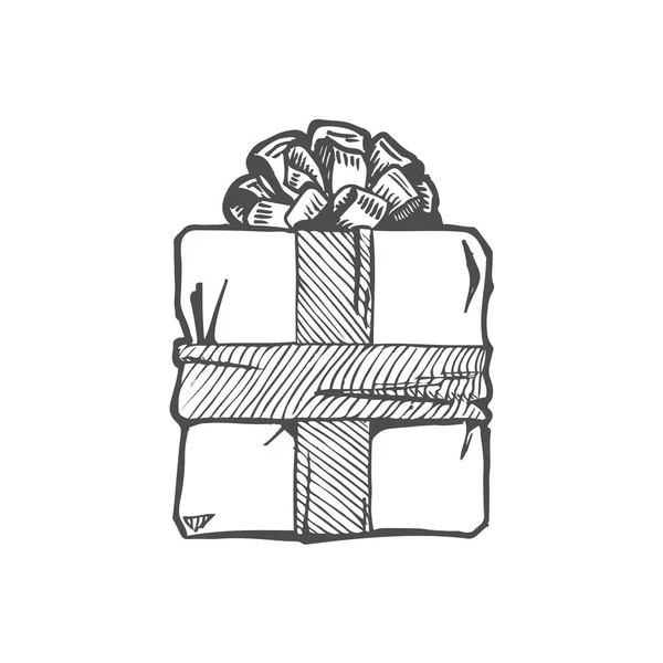 Kézzel rajzolt ábra az ajándék szatén tetőbéléssel — Stock Vector