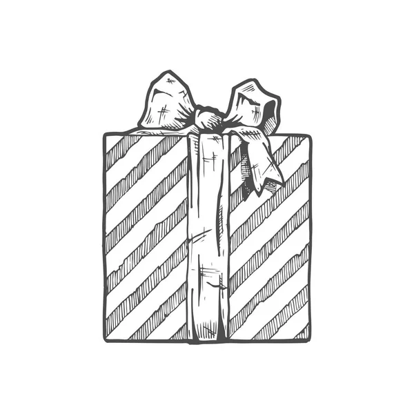 Ilustración dibujada a mano de la caja de regalo — Vector de stock