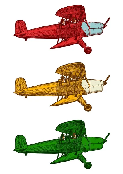 Dibujo vectorial del avión estilizado como grabado — Archivo Imágenes Vectoriales