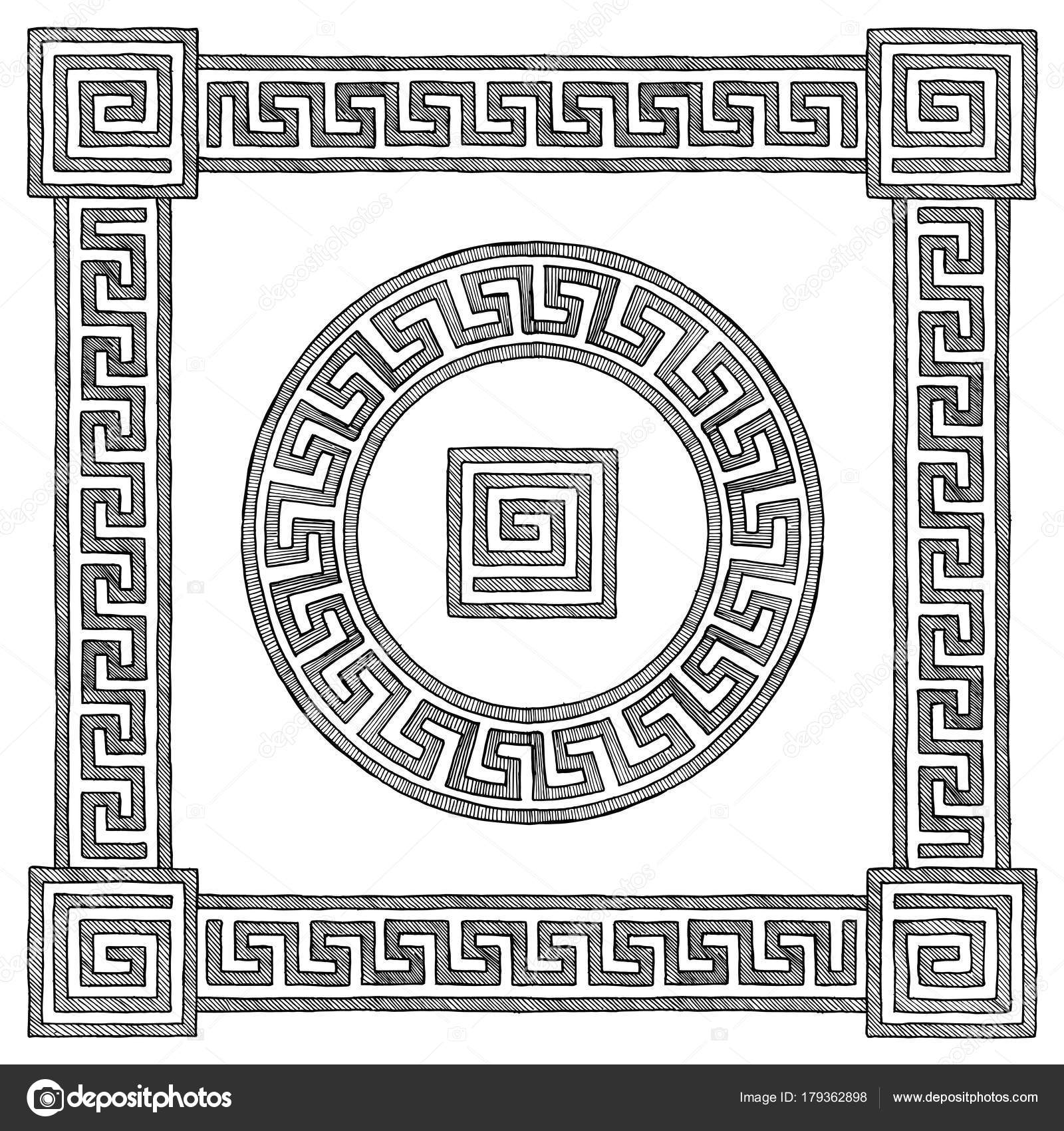 Round frame with a meander Royalty Free Vector Image