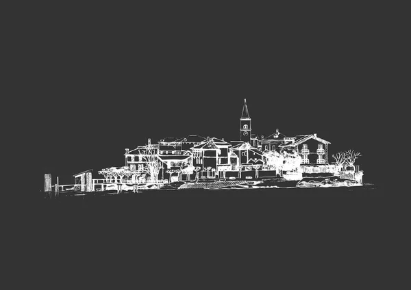 Pictyre de ville sur tableau noir — Image vectorielle