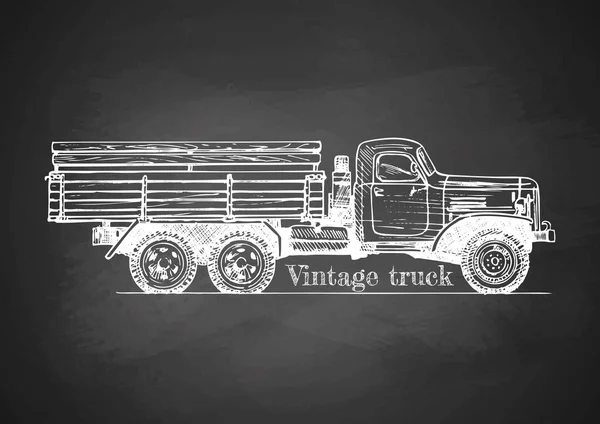 Camion vintage sur tableau noir — Image vectorielle