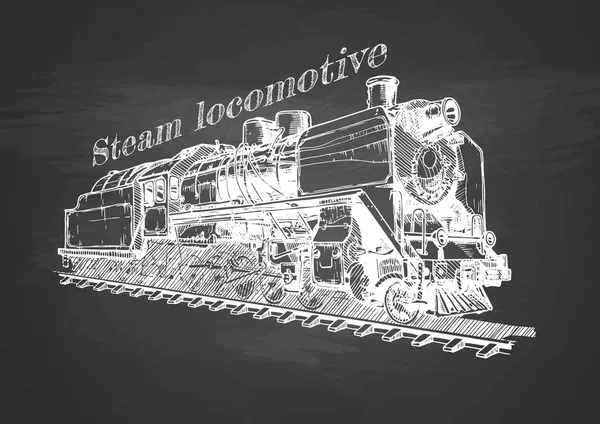 Train vintage sur tableau noir — Image vectorielle