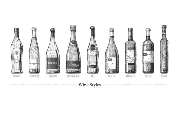 Ilustracja stylów wina — Wektor stockowy