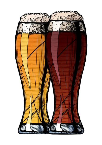 Dos vasos de cerveza — Archivo Imágenes Vectoriales