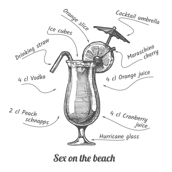 Sesso da cocktail sulla spiaggia — Vettoriale Stock