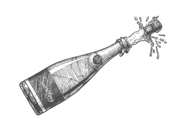 Bouteille de champagne explosion — Image vectorielle