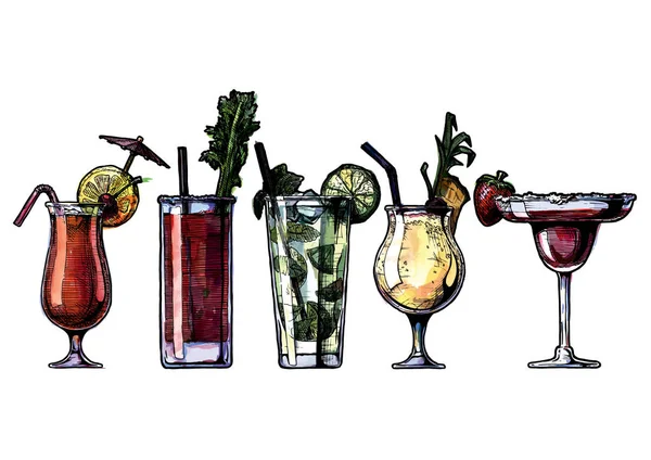 Set de cocktails alcoolisés — Image vectorielle